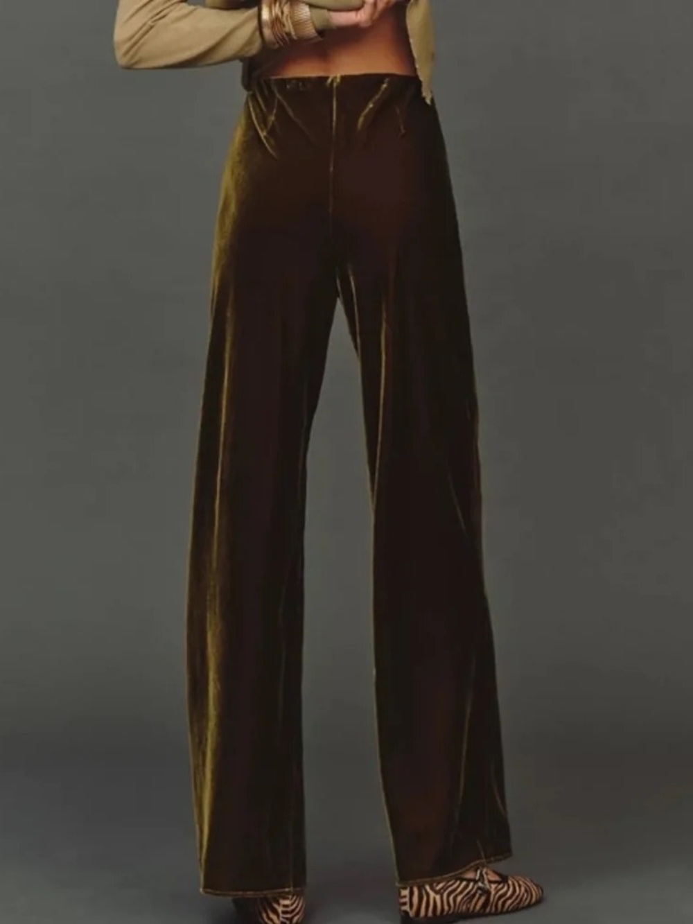 NWT Anthropologie: Tilda Velvet Pants in Moss Green - Picture 3 of 8